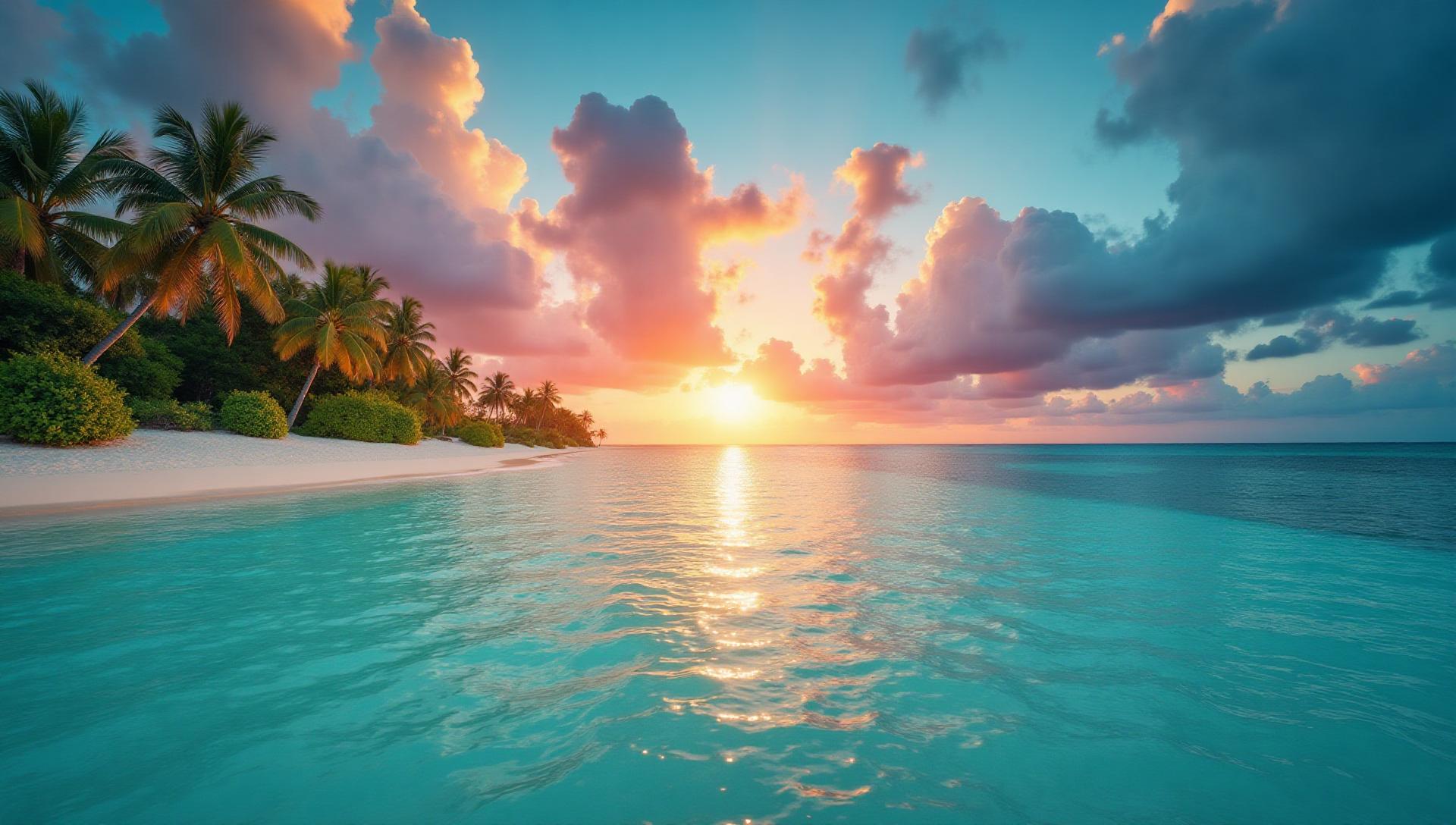 Prachtige tropische vakantiebestemming met kristalhelder water en palmbomen