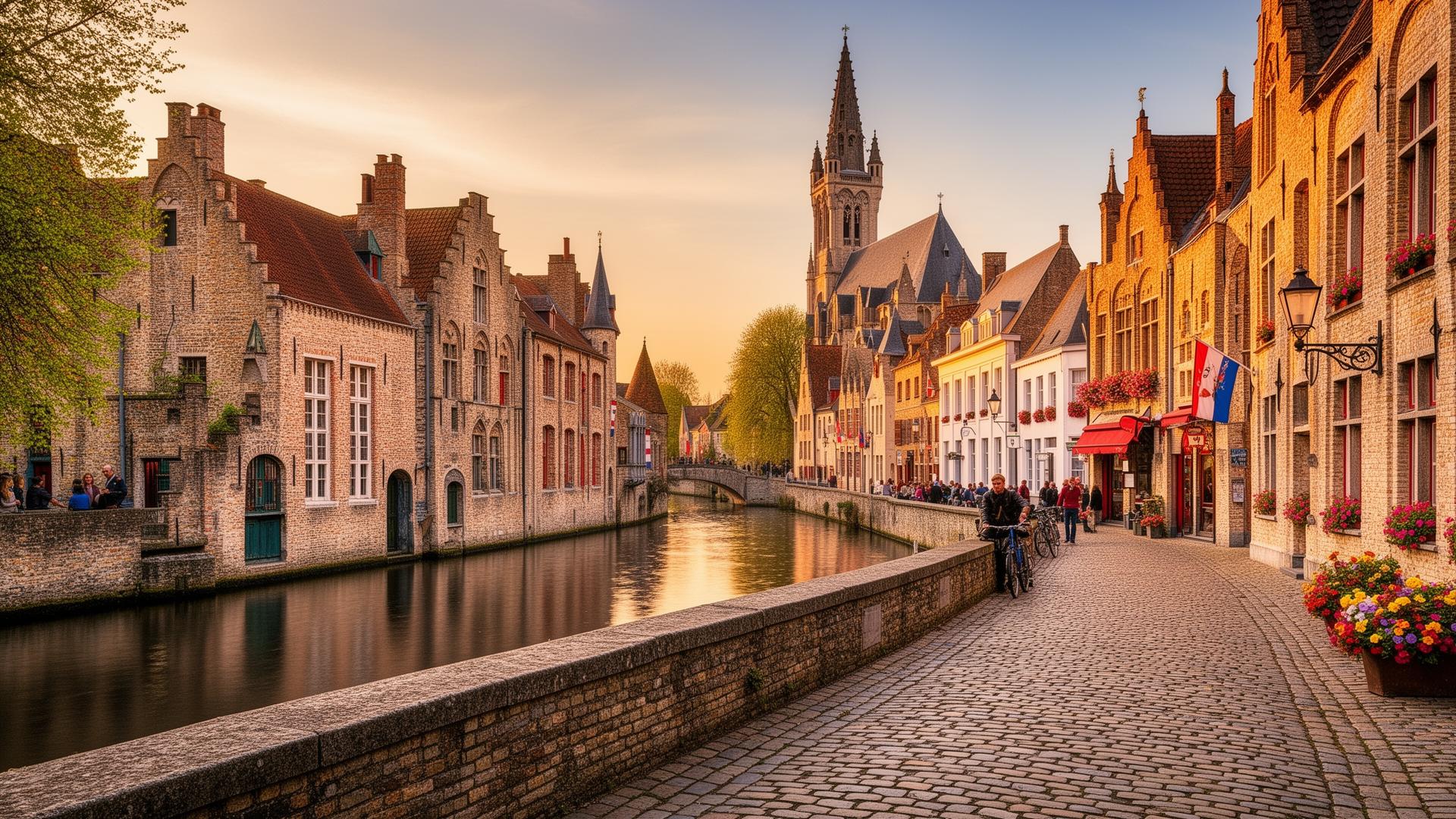 Historisch Brugge met zijn grachten en middeleeuwse gebouwen