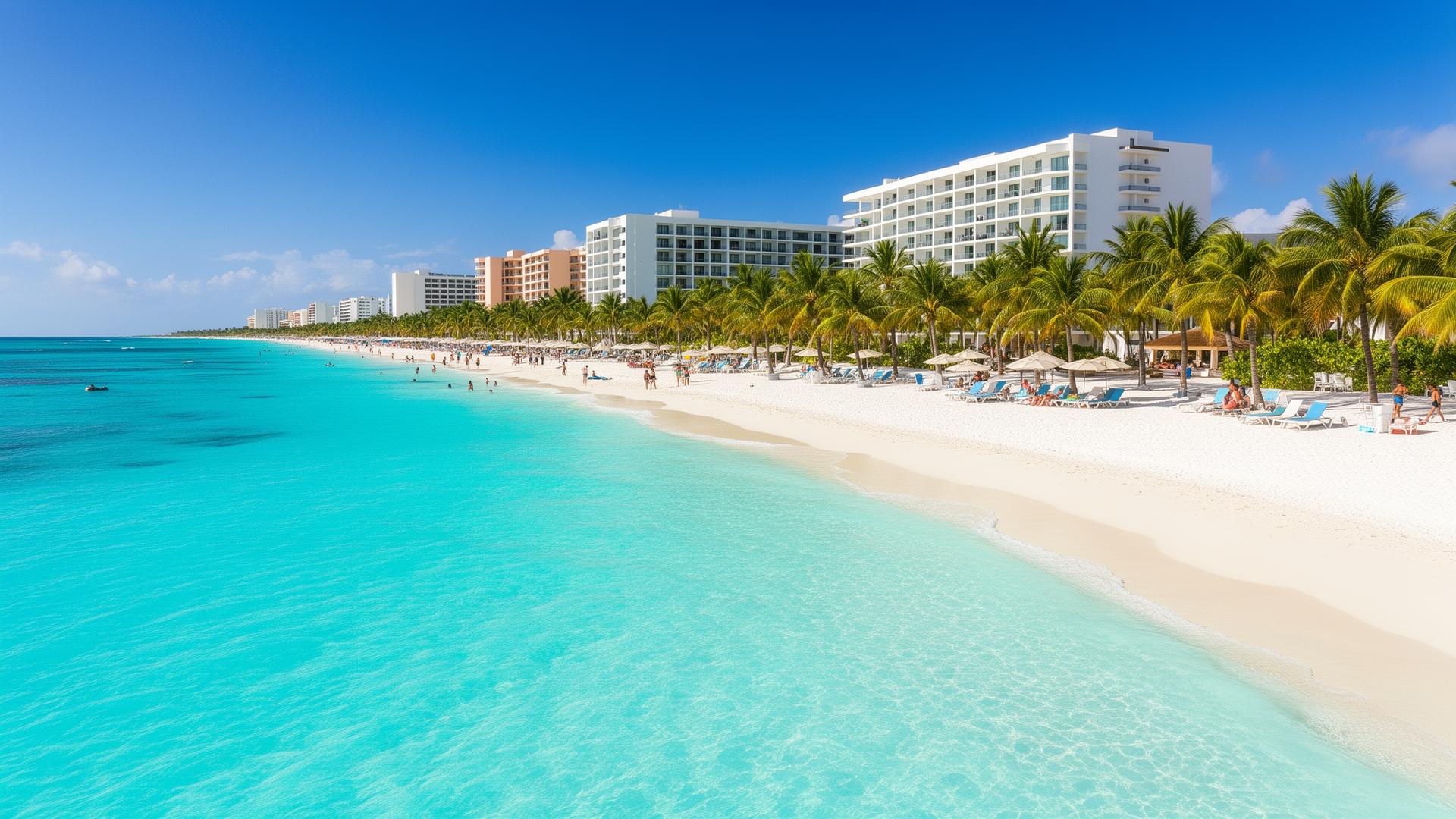 Cancún Mexico Hotel Zone strand met turquoise Caribische Zee 2026