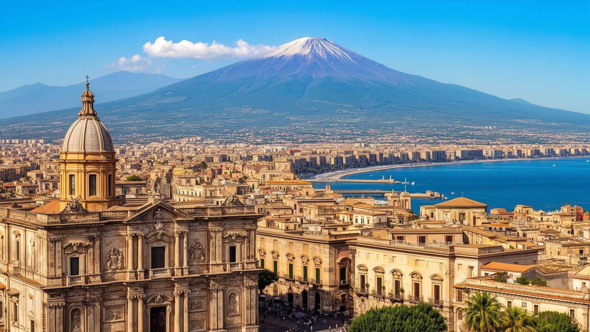 Catania Sicilië met Etna vulkaan en barokke architectuur
