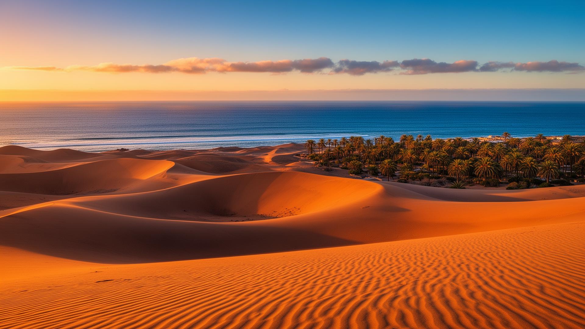 Maspalomas duinen op Gran Canaria met palmbomen