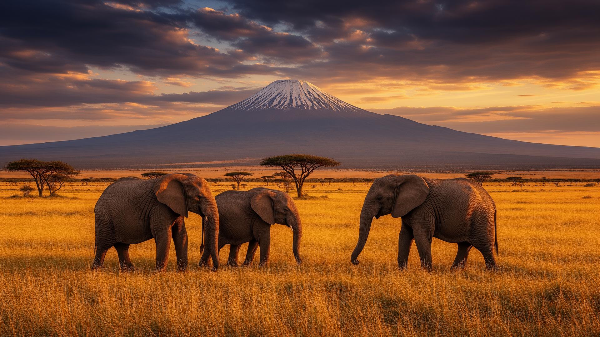 Kenia safari 2026 - olifanten met Kilimanjaro