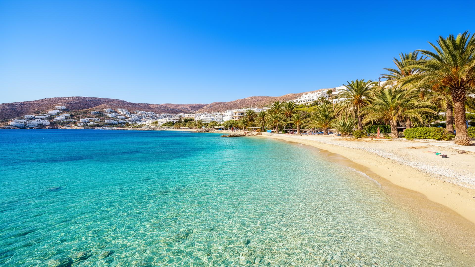 Kos Griekenland - prachtig strand met palmbomen en turquoise water
