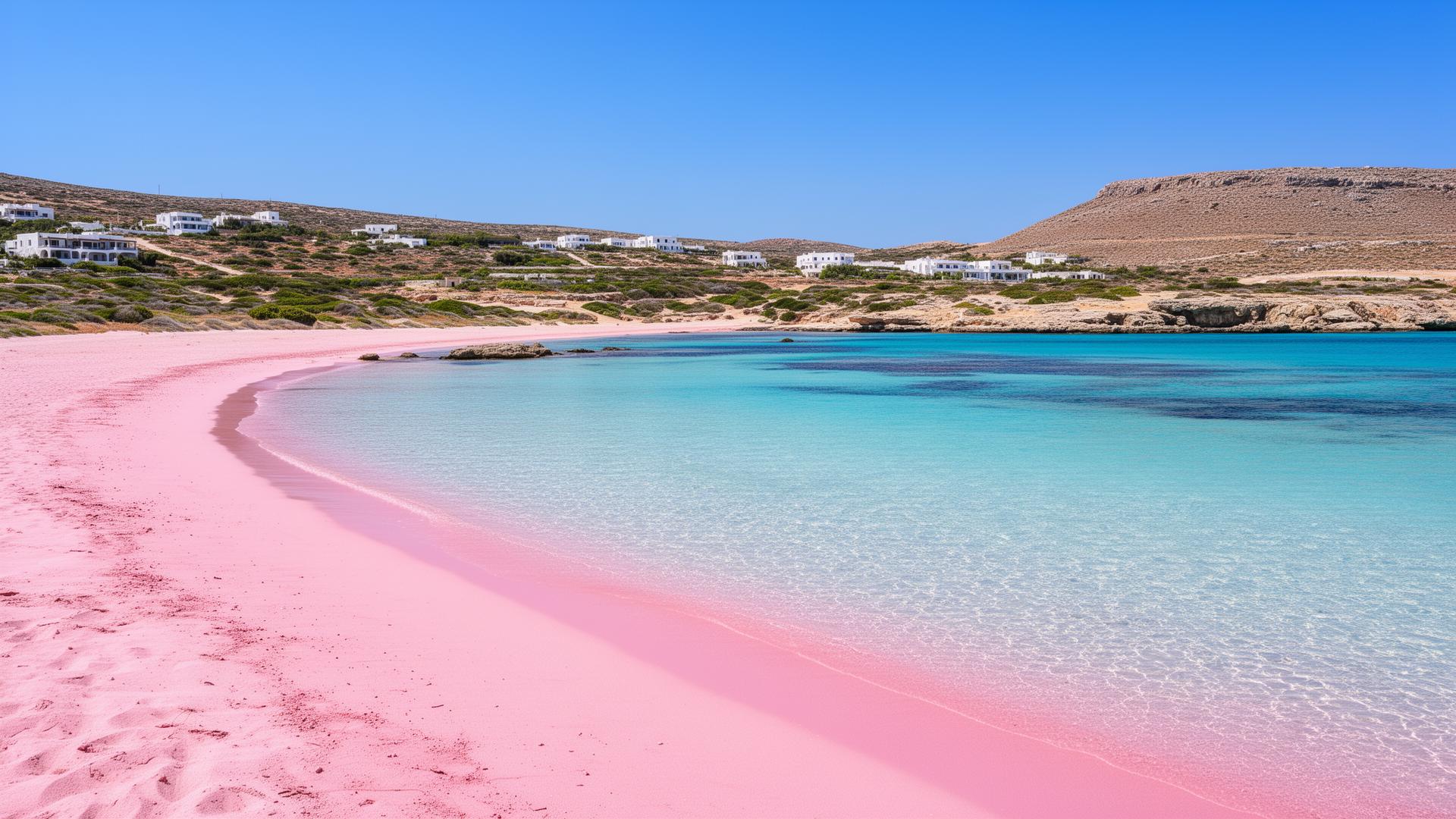 Elafonisi strand op Kreta met roze zand en turquoise water