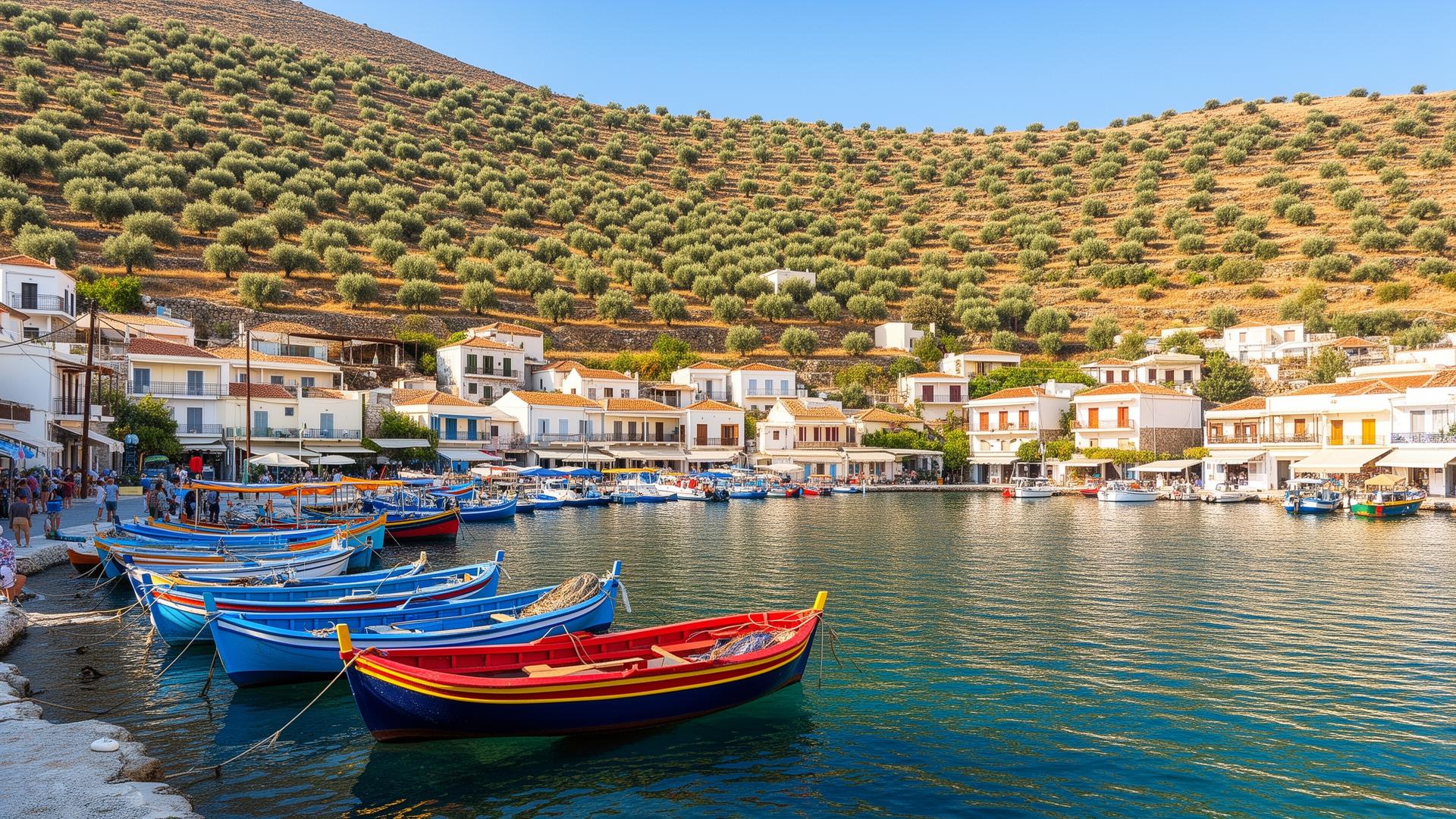 Lesbos Griekenland - traditioneel vissersdorp met kleurrijke boten