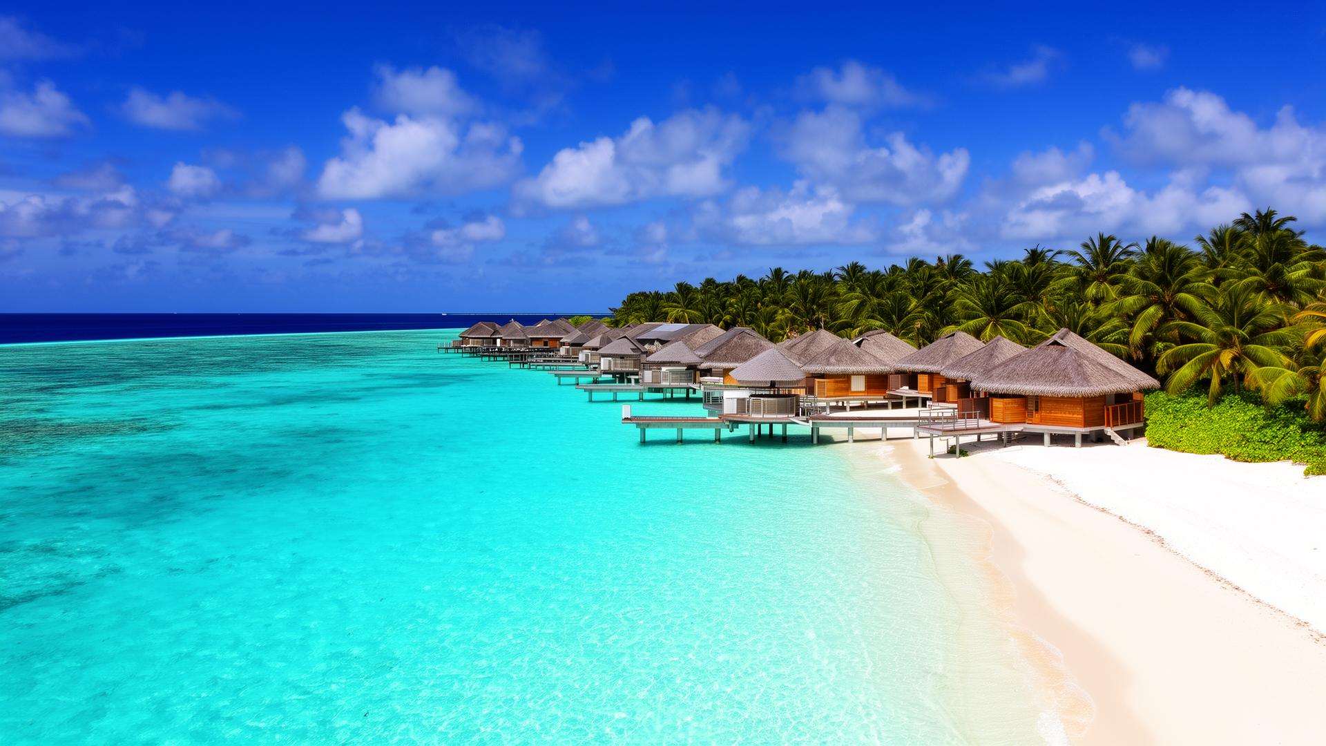 Overwater bungalows op de Malediven met turquoise lagune