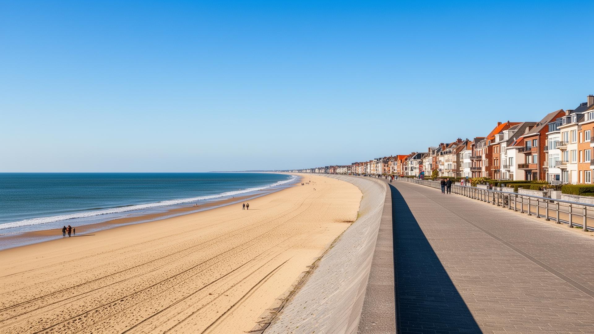 Strand en promenade van Mariakerke aan de Belgische kust