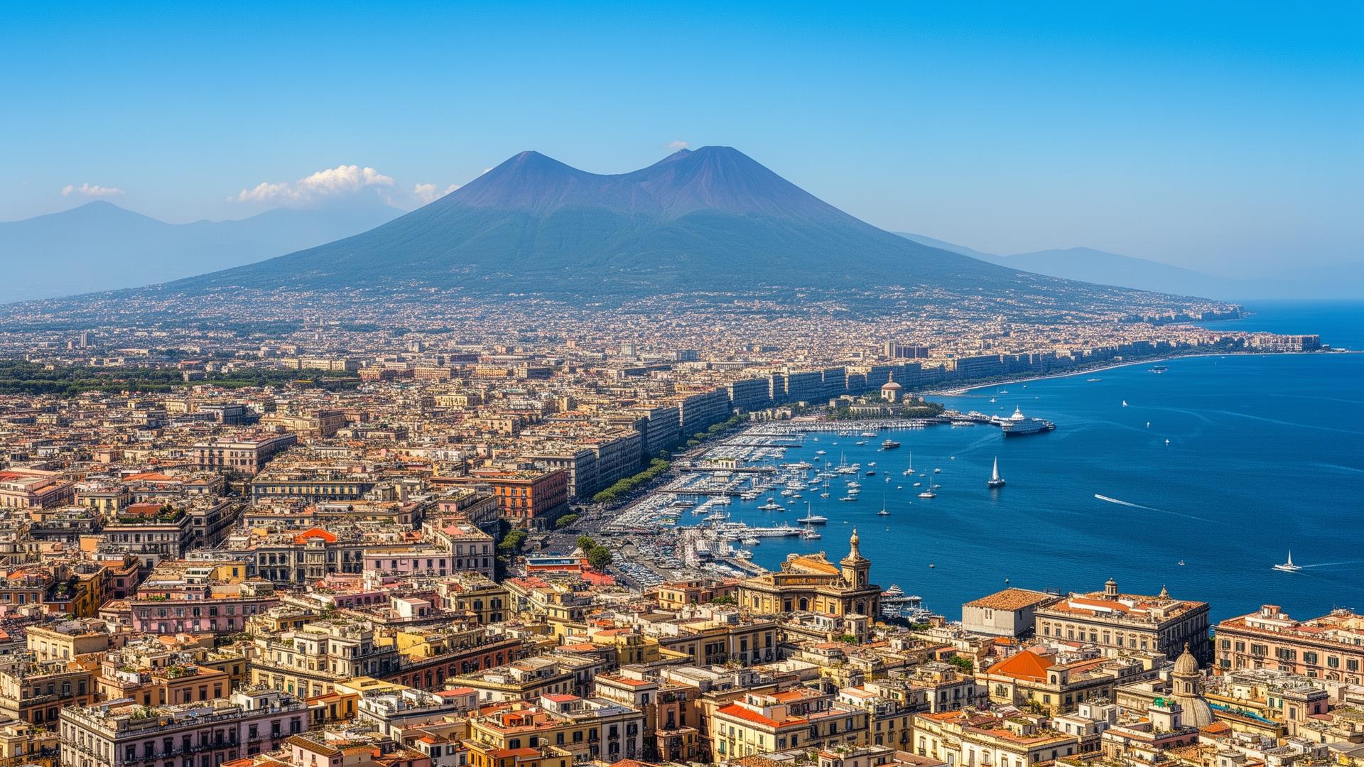 Napels met Vesuvius vulkaan en Golf van Napels