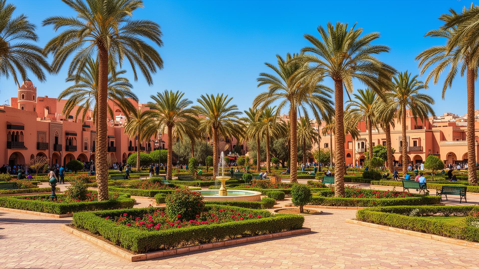 Oujda stadspark met palmbomen 2026