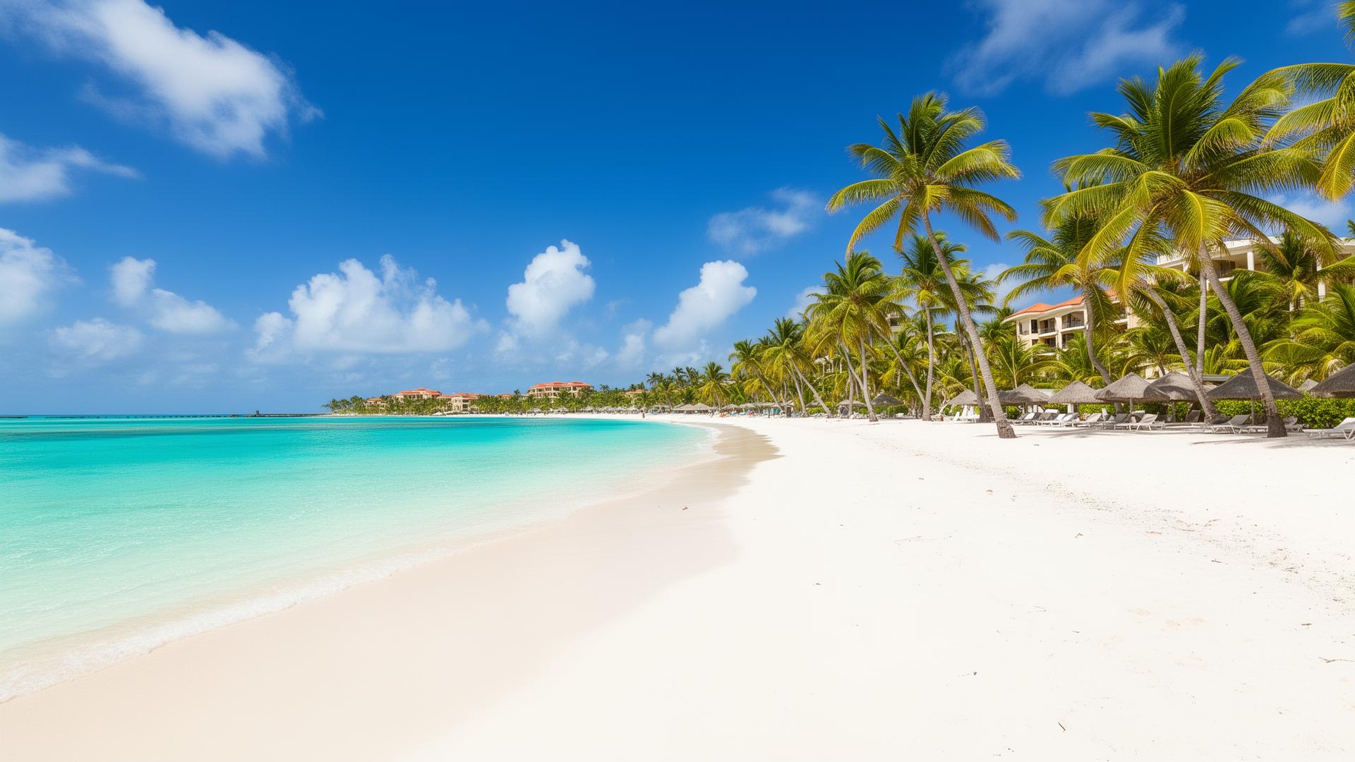 Wit strand en palmbomen in Punta Cana