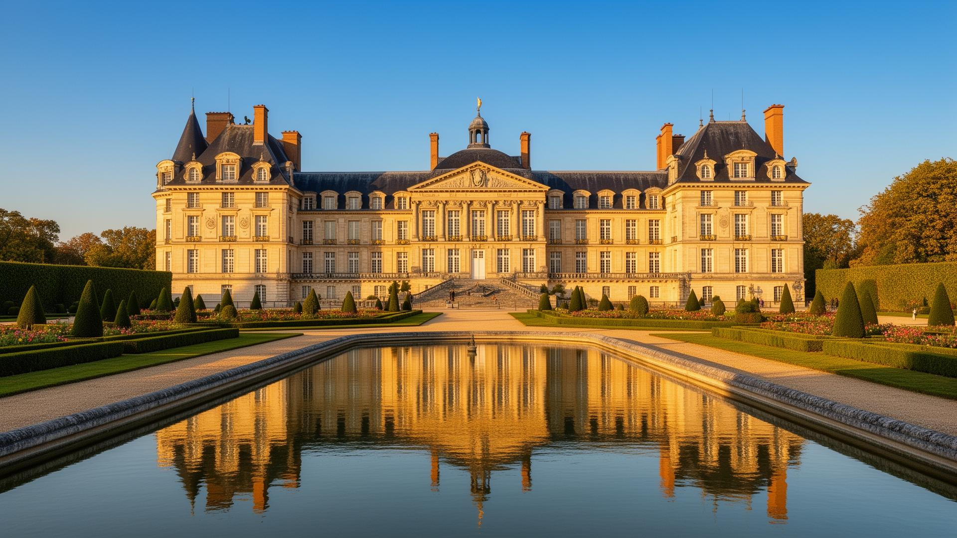 Kasteel van Fontainebleau in Seine-et-Marne met formele tuinen