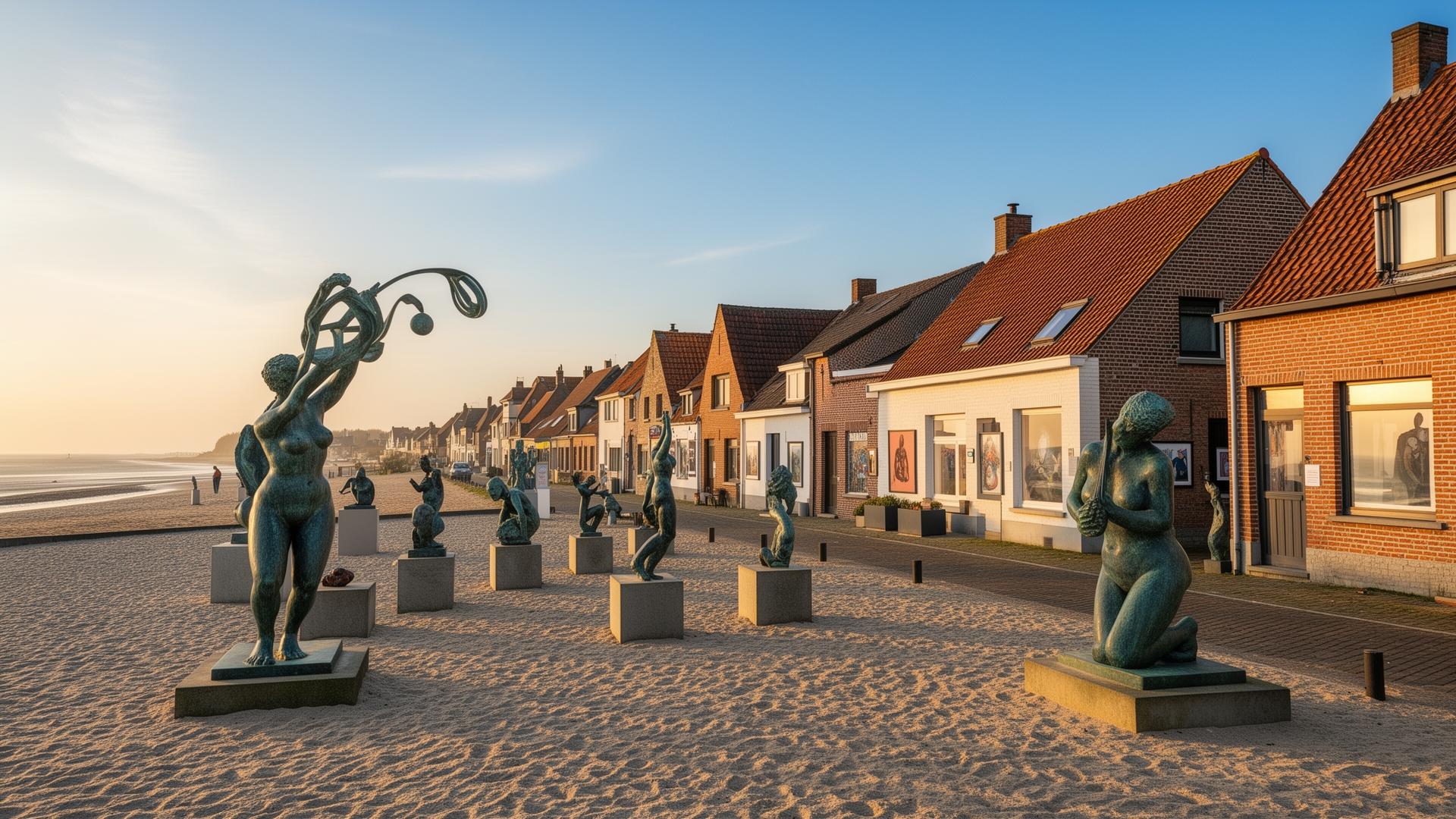 Kunstig dorpje Sint-Idesbald aan de Belgische kust
