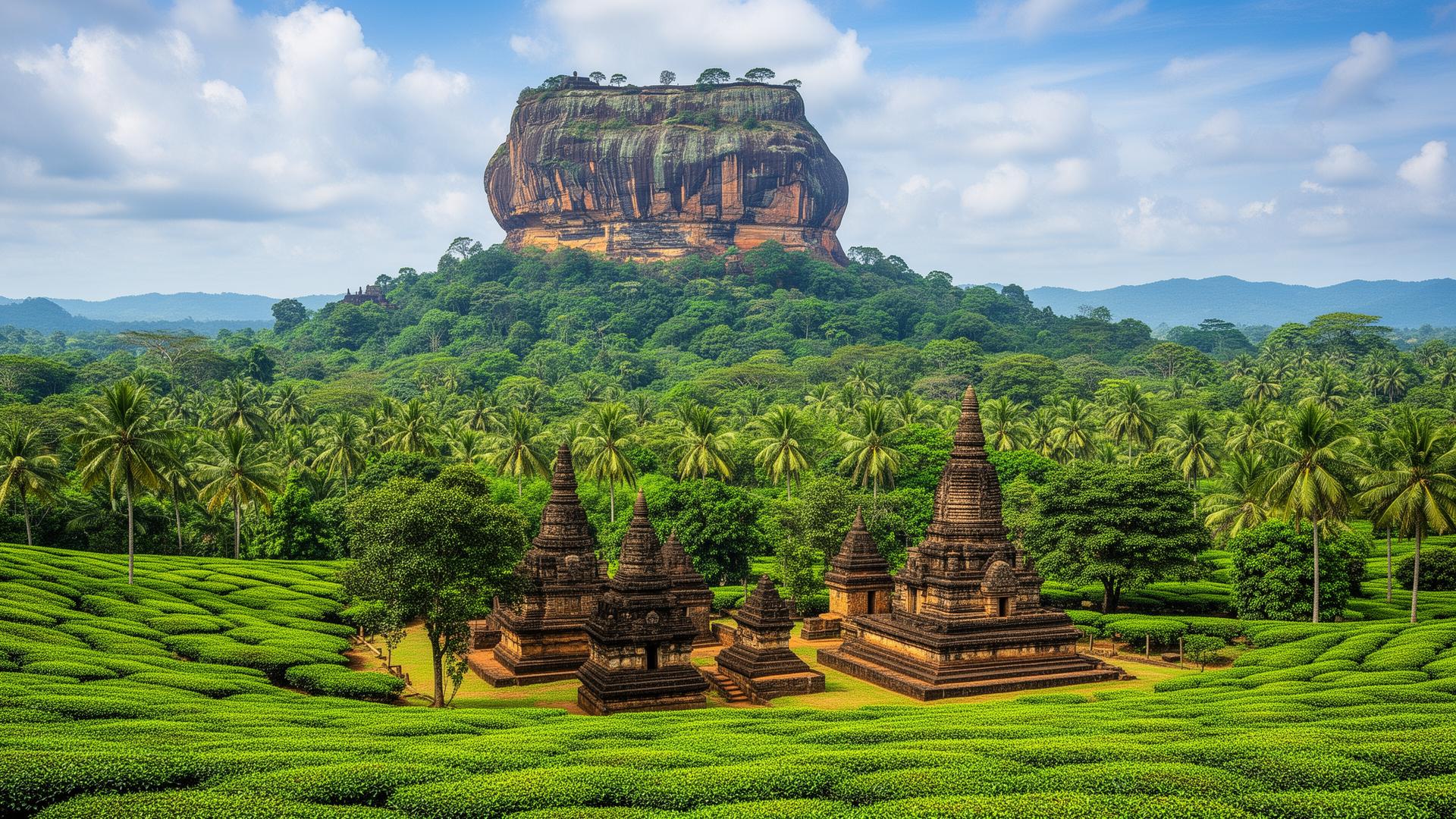 Sri Lanka Sigiriya leeuwenrots te midden van groene theeplantages