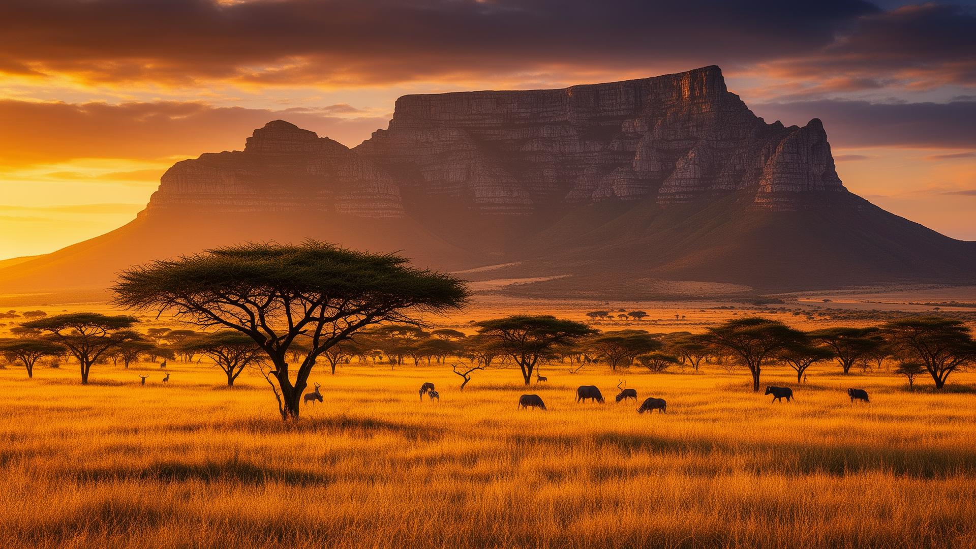 Kaapstad met de majestueuze Tafelberg achter de witte stad en de blauwe oceaan op de voorgrond
